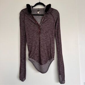 Free People Maroon Long Sleeve Top